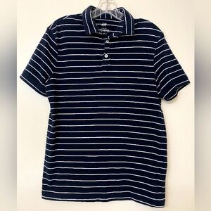 H&M Men's Dark Blue and White Polo Shirt